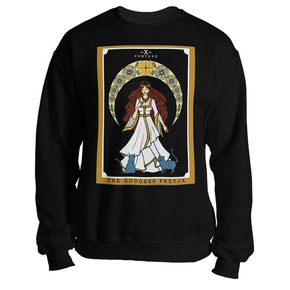 teelaunch T-shirt Crewneck Sweatshirt / Black / S The Goddess Freyja In Tarot Unisex Sweatshirt