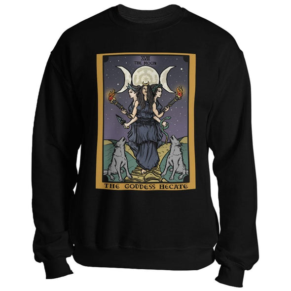 teelaunch T-shirt Crewneck Sweatshirt / Black / S The Goddess Hecate In Tarot Unisex Sweatshirt