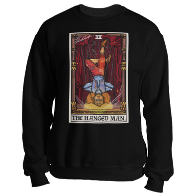 teelaunch T-shirt Crewneck Sweatshirt / Black / S The Hanged Man Tarot Card- Ghoulish Edition Unisex Sweatshirt