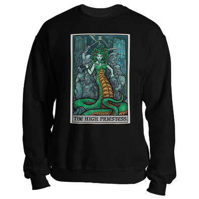 teelaunch T-shirt Crewneck Sweatshirt / Black / S The High Priestess Tarot Card - Ghoulish Edition Unisex Sweatshirt