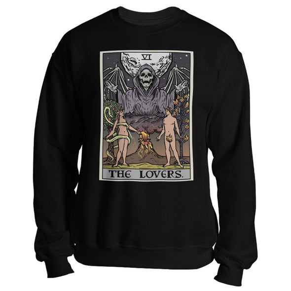 teelaunch T-shirt Crewneck Sweatshirt / Black / S The Lovers Tarot Card - Ghoulish Edition Sweatshirt