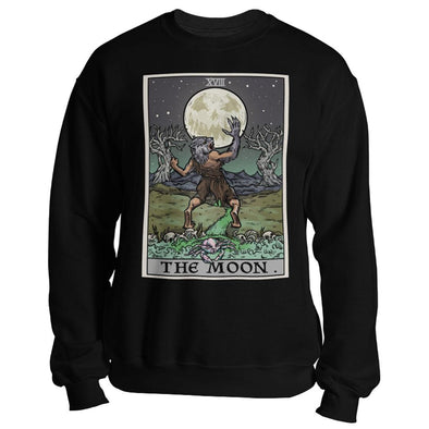 teelaunch T-shirt Crewneck Sweatshirt / Black / S The Moon Tarot Card Unisex Sweatshirt