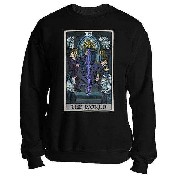 teelaunch T-shirt Crewneck Sweatshirt / Black / S The World Tarot Card - Ghoulish Edition Sweatshirt