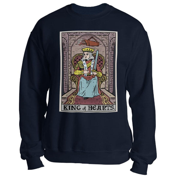teelaunch T-shirt Crewneck Sweatshirt / Navy / S King of Hearts In Tarot Unisex Sweatshirt