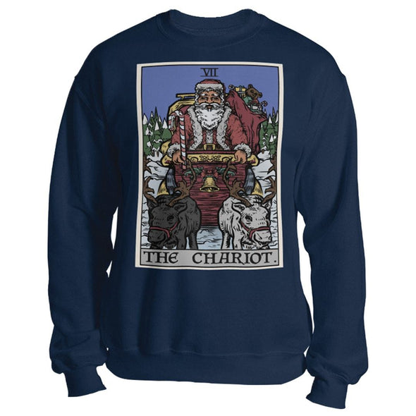 teelaunch T-shirt Crewneck Sweatshirt / Navy / S The Chariot Tarot Card - Christmas Edition Unisex Sweatshirt