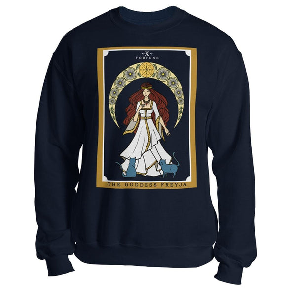 teelaunch T-shirt Crewneck Sweatshirt / Navy / S The Goddess Freyja In Tarot Unisex Sweatshirt