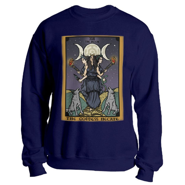 teelaunch T-shirt Crewneck Sweatshirt / Purple / S The Goddess Hecate In Tarot Unisex Sweatshirt
