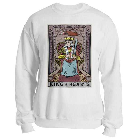 teelaunch T-shirt Crewneck Sweatshirt / White / S King of Hearts In Tarot Unisex Sweatshirt