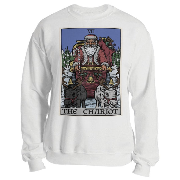 teelaunch T-shirt Crewneck Sweatshirt / White / S The Chariot Tarot Card - Christmas Edition Unisex Sweatshirt