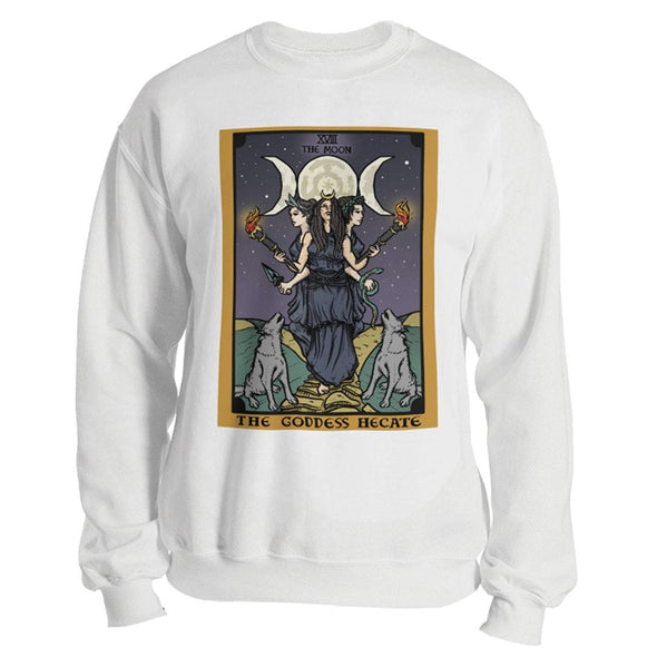 teelaunch T-shirt Crewneck Sweatshirt / White / S The Goddess Hecate In Tarot Unisex Sweatshirt