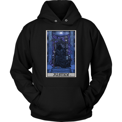 teelaunch T-shirt Unisex Hoodie / Black / S Justice Tarot Card - Ghoulish Edition Unisex Hoodie