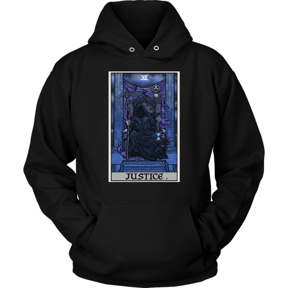 teelaunch T-shirt Unisex Hoodie / Black / S Justice Tarot Card - Ghoulish Edition Unisex Hoodie