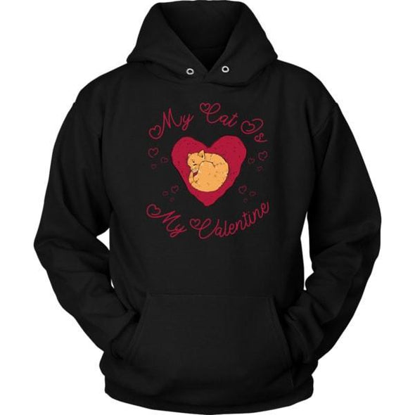 teelaunch T-shirt Unisex Hoodie / Black / S My Cat Is My Valentine Unisex Hoodie