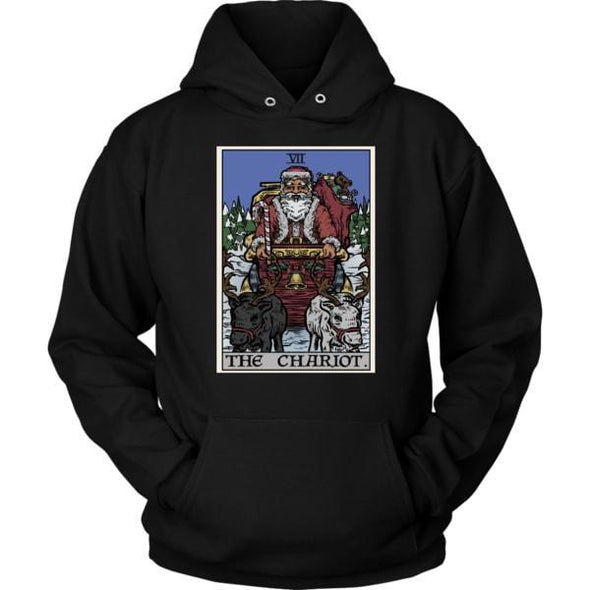 teelaunch T-shirt Unisex Hoodie / Black / S The Chariot Tarot Card - Christmas Edition Unisex Hoodie