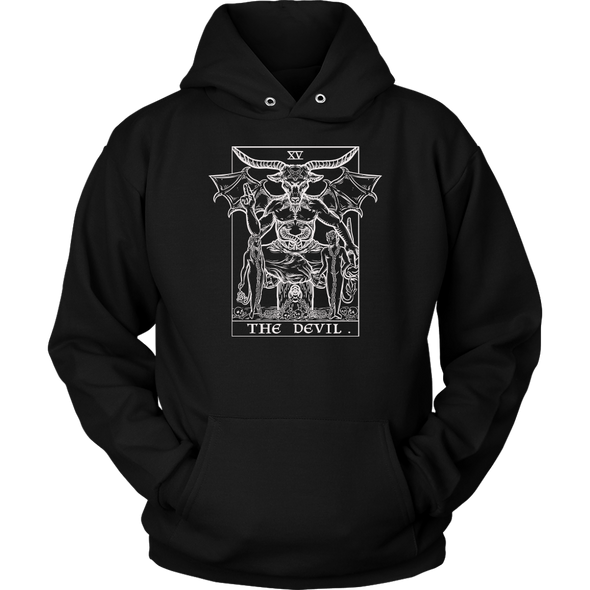 teelaunch T-shirt Unisex Hoodie / Black / S The Devil Monochrome Tarot Card - Ghoulish Edition Unisex Hoodie