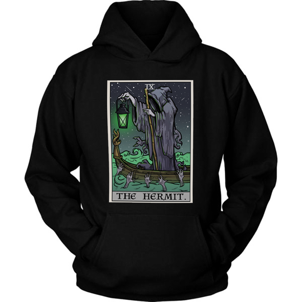 teelaunch T-shirt Unisex Hoodie / Black / S The Hermit Tarot Card - Ghoulish Edition Unisex Hoodie