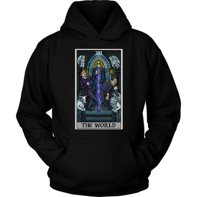 teelaunch T-shirt Unisex Hoodie / Black / S The World Tarot Card - Ghoulish Edition Hoodie