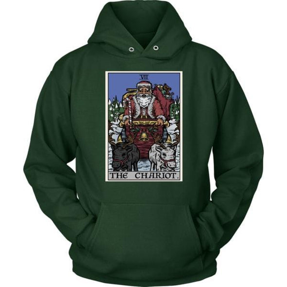 teelaunch T-shirt Unisex Hoodie / Dark Green / S The Chariot Tarot Card - Christmas Edition Unisex Hoodie