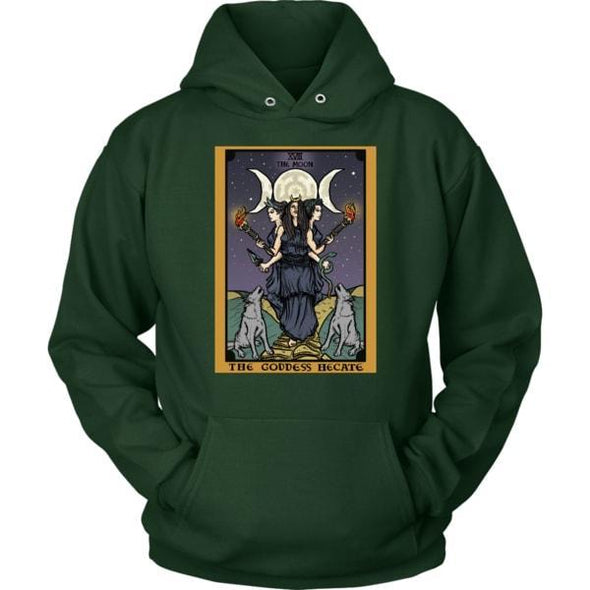 teelaunch T-shirt Unisex Hoodie / Dark Green / S The Goddess Hecate In Tarot Unisex Hoodie