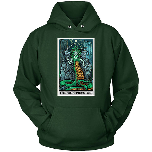 teelaunch T-shirt Unisex Hoodie / Dark Green / S The High Priestess Tarot Card - Ghoulish Edition Unisex Hoodie
