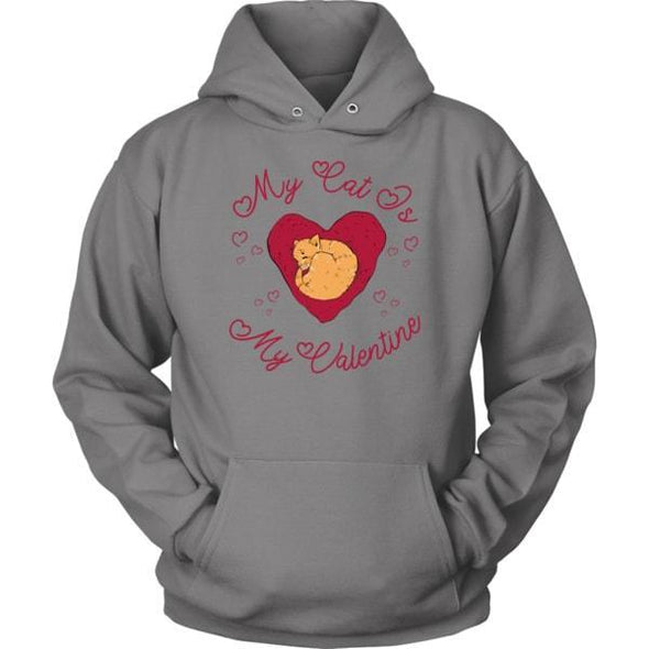 teelaunch T-shirt Unisex Hoodie / Grey / S My Cat Is My Valentine Unisex Hoodie
