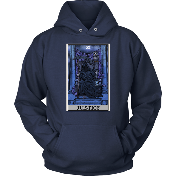 teelaunch T-shirt Unisex Hoodie / Navy / S Justice Tarot Card - Ghoulish Edition Unisex Hoodie