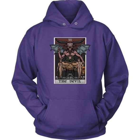 teelaunch T-shirt Unisex Hoodie / Purple / S The Devil Tarot Card Unisex Hoodie