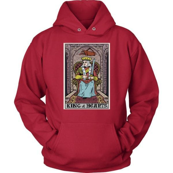 teelaunch T-shirt Unisex Hoodie / Red / S King of Hearts In Tarot Unisex Hoodie
