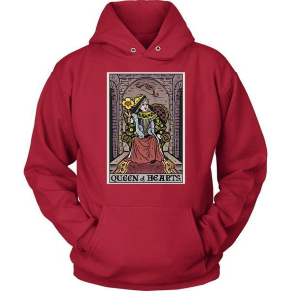 teelaunch T-shirt Unisex Hoodie / Red / S Queen of Hearts In Tarot Unisex Hoodie