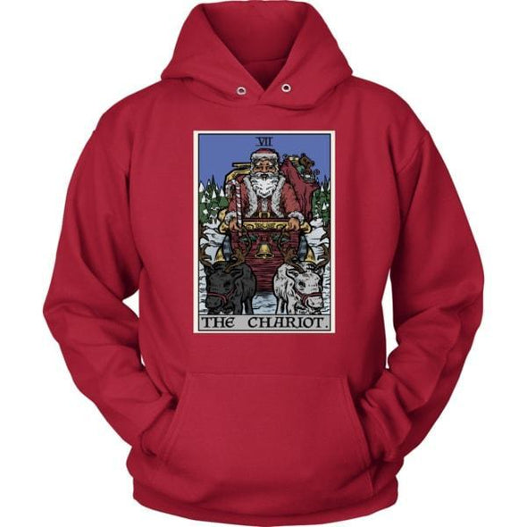teelaunch T-shirt Unisex Hoodie / Red / S The Chariot Tarot Card - Christmas Edition Unisex Hoodie