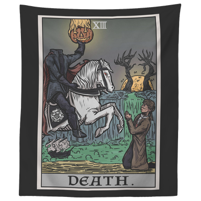 teelaunch Tapestries 60" x 50" Death Tarot Card - Ghoulish Edition Tapestry