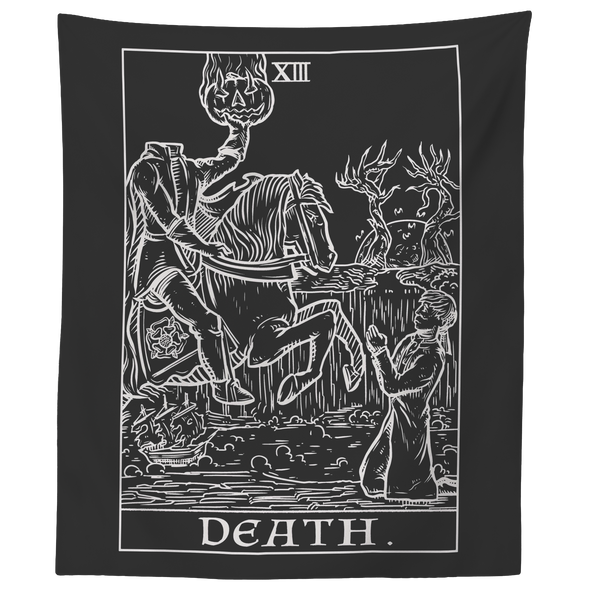 teelaunch Tapestries 60" x 50" Death Tarot Card - Ghoulish Edition Tapestry