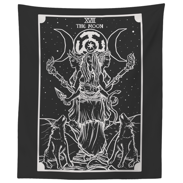 teelaunch Tapestries 60" x 50" (Etsy) Monochrome White Goddess Hecate Tapestry