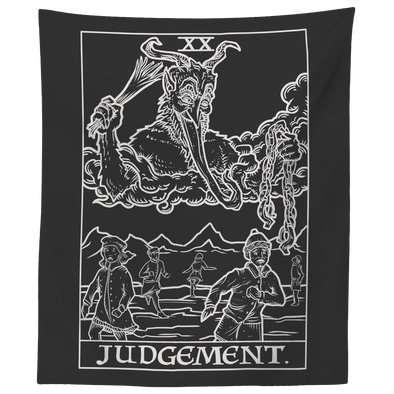 teelaunch Tapestries 60" x 50" Judgement by Krampus Monochrome Tapestry