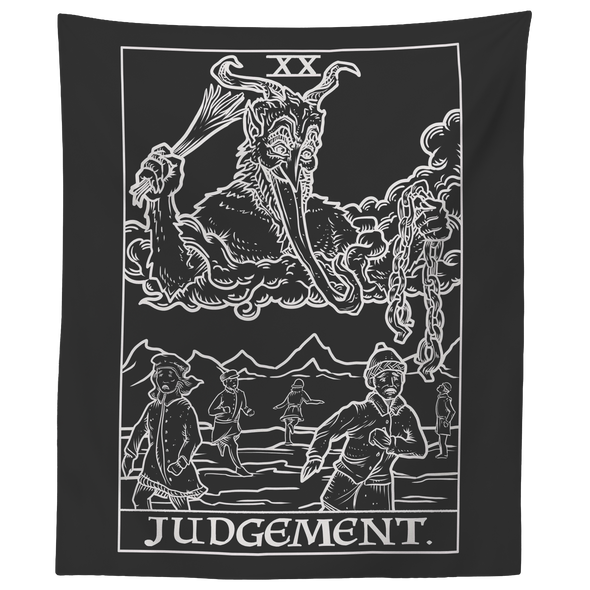 teelaunch Tapestries 60" x 50" Judgement by Krampus Monochrome Tapestry