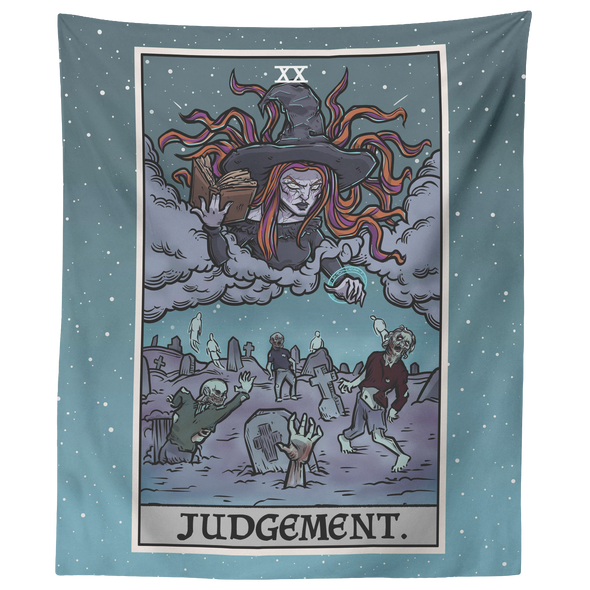 teelaunch Tapestries 60" x 50" Judgement Tarot Card - Ghoulish Edition Tapestry