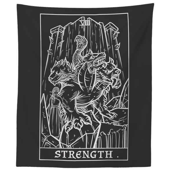 teelaunch Tapestries 60" x 50" Strength Tarot Card - Ghoulish Edition Tapestry