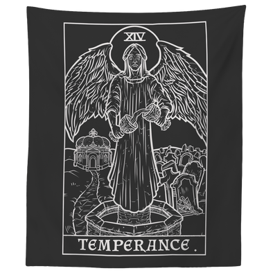 teelaunch Tapestries 60" x 50" Temperance Monochrome Tarot Card - Ghoulish Edition Tapestry