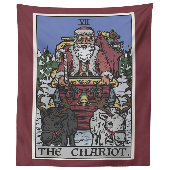 teelaunch Tapestries 60" x 50" The Chariot Tarot Card - Christmas Edition Tapestry