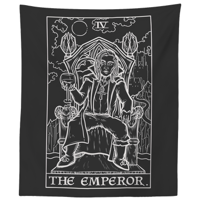 teelaunch Tapestries 60" x 50" The Emperor Monochrome Tarot Card - Ghoulish Edition Tapestry