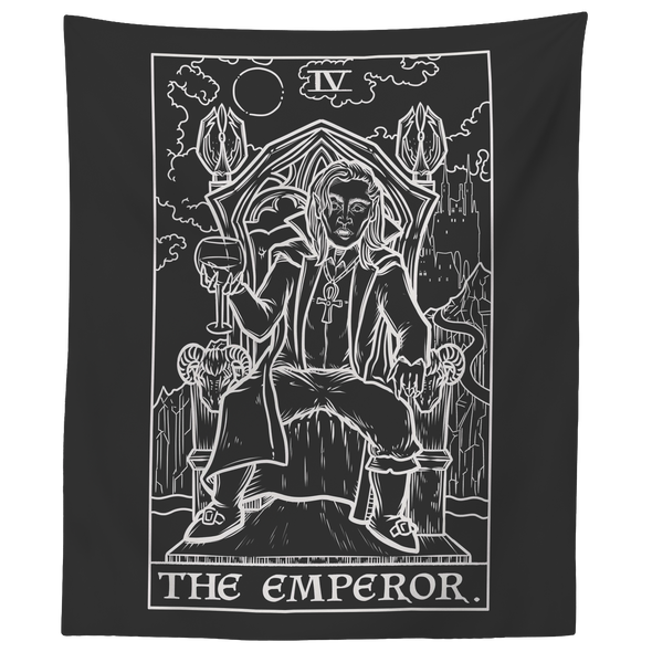 teelaunch Tapestries 60" x 50" The Emperor Monochrome Tarot Card - Ghoulish Edition Tapestry