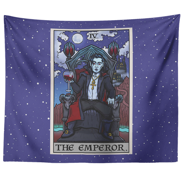 teelaunch Tapestries 60" x 50" The Emperor Tarot Card - Ghoulish Edition Tapestry