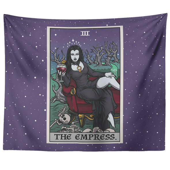 teelaunch Tapestries 60" x 50" The Empress Tarot Card - Ghoulish Edition Tapestry