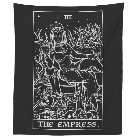 teelaunch Tapestries 60" x 50" The Empress Tarot Card - Ghoulish Edition Tapestry