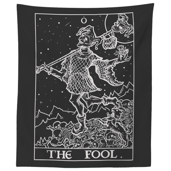 teelaunch Tapestries 60" x 50" The Fool Tarot Card - Ghoulish Edition Tapestry