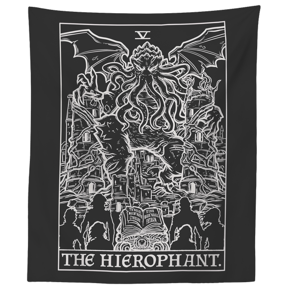 teelaunch Tapestries 60" x 50" The Hierophant Tarot Card - Ghoulish Edition Tapestry