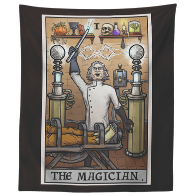teelaunch Tapestries 60" x 50" The Magician Tarot Card - Ghoulish Edition Tapestry