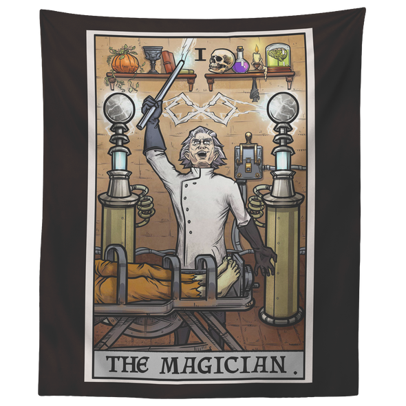 teelaunch Tapestries 60" x 50" The Magician Tarot Card - Ghoulish Edition Tapestry