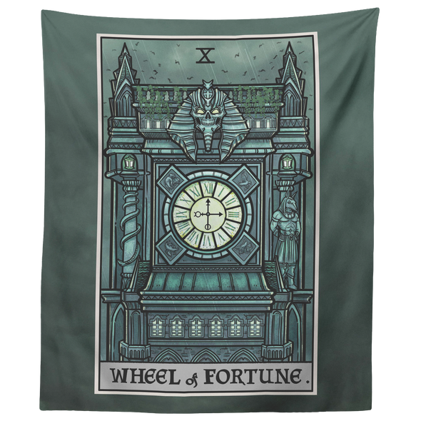 teelaunch Tapestries 60" x 50" Wheel of Fortune Tarot Card - Ghoulish Edition Tapestry