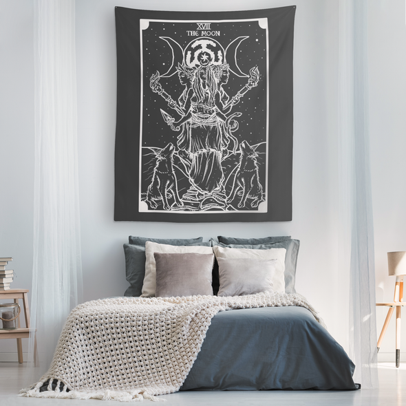 teelaunch Tapestries (Etsy) Monochrome White Goddess Hecate Tapestry